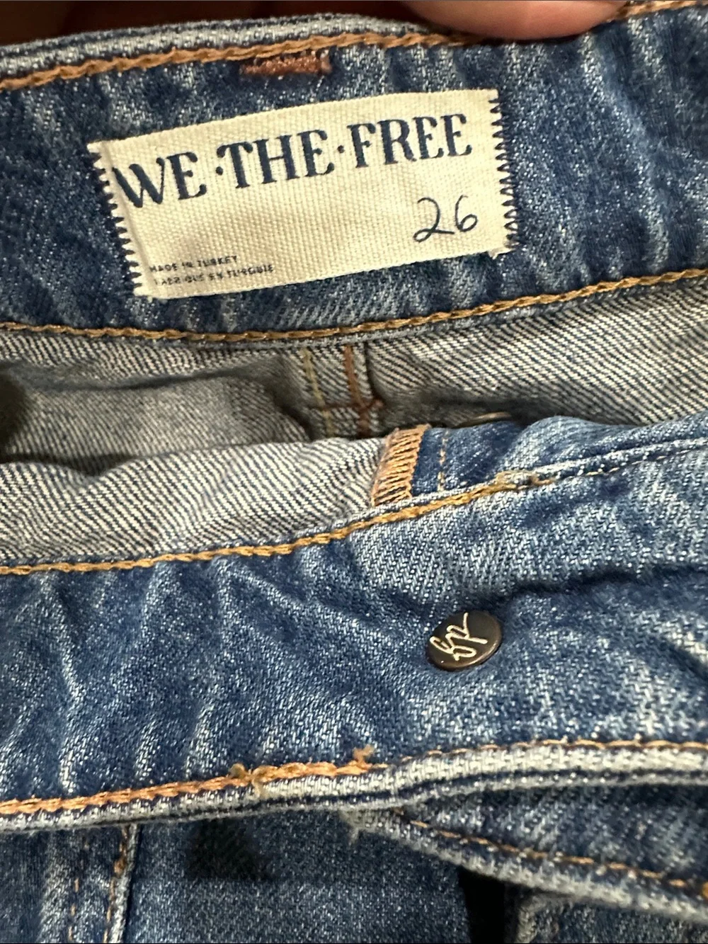 We The Free Palmer Dark Blue High-Rise Denim Shorts